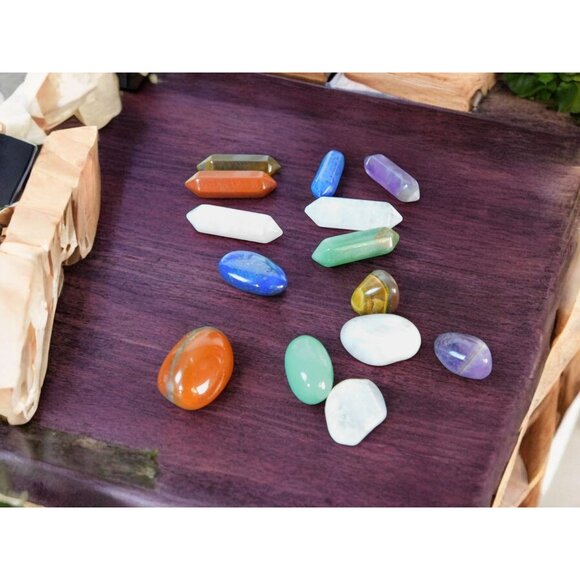 Set of Chakra Hexagonal Column Energy Quartz Crystal Mineral Gem Reiki 14PCS 2.5 - Picture 6 of 12